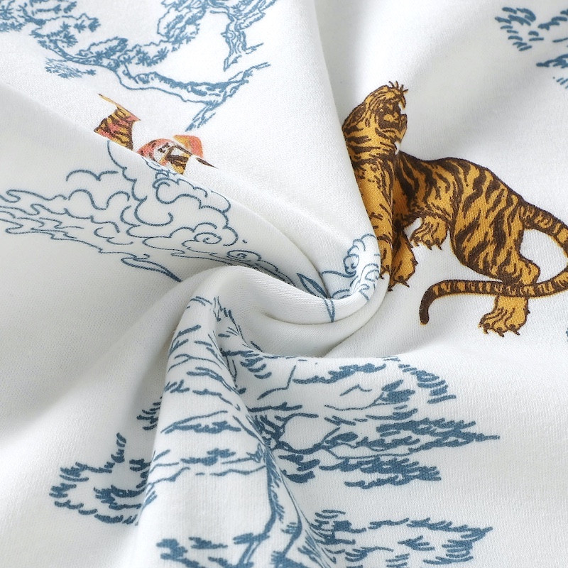 Pajama Set 2Y-7Y Organic Cotton O-neck Super Soft And Breathable Tiger HY6007-24